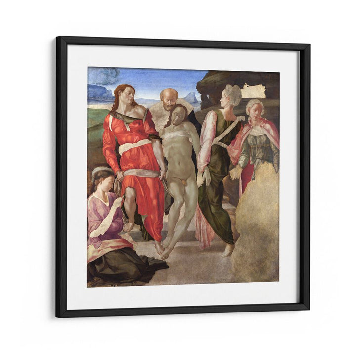 The Entombment (1500) Michelangelo Buonarroti art painting Artwork in Black Frame With Mount