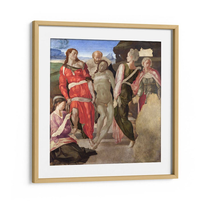 The Entombment (1500) Michelangelo Buonarroti art painting Artwork in Oak Wood Frame With Mount