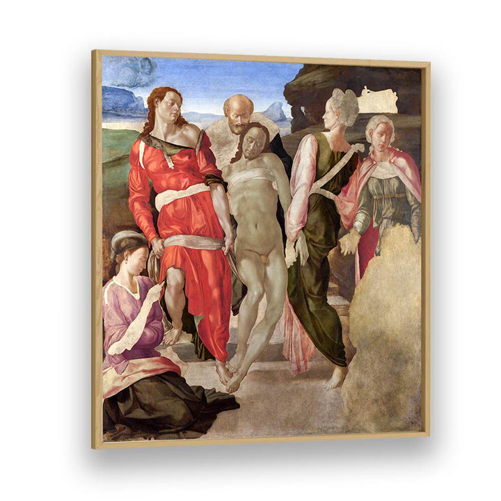 The Entombment (1500) Michelangelo Buonarroti art painting Artwork in Oak Wood Plain Frame