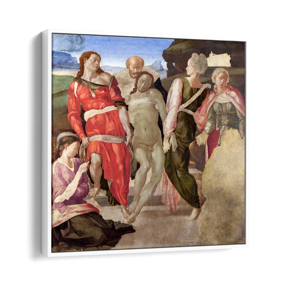 The Entombment (1500) Michelangelo Buonarroti art painting Artwork in White Floater Frame