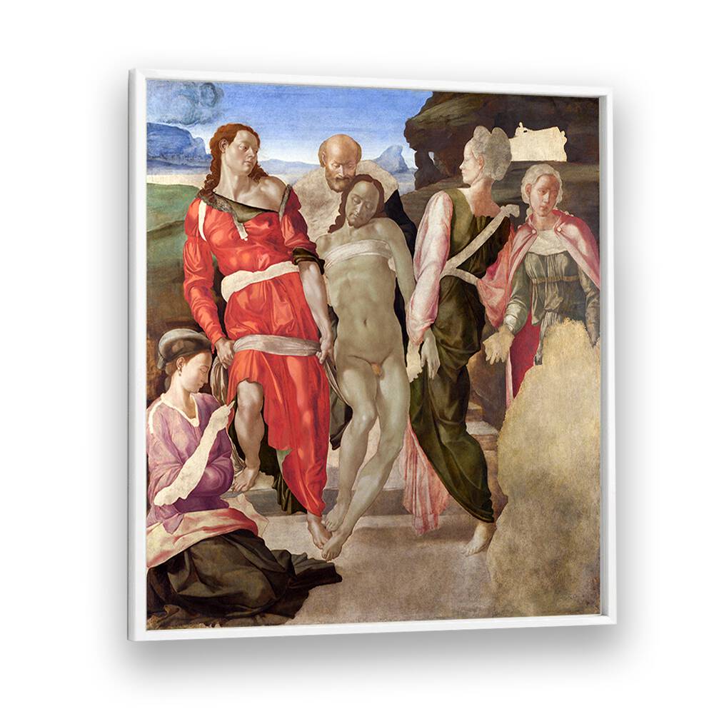 The Entombment (1500) Michelangelo Buonarroti art painting Artwork in White Plain Frame