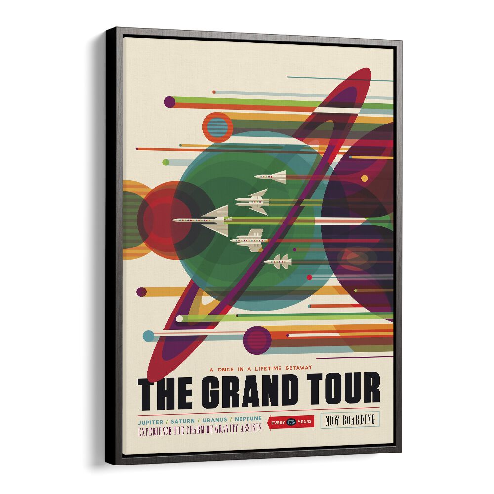 The Grand Tour Astronaut & Nasa Paintings, Space Art Prints Artwork in Black Floater Frame
