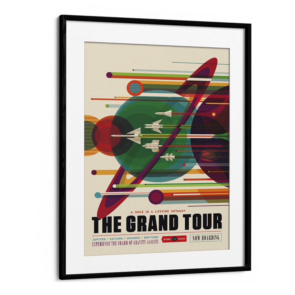 The Grand Tour Astronaut & Nasa Paintings, Space Art Prints Artwork in Black Frame With Mount
