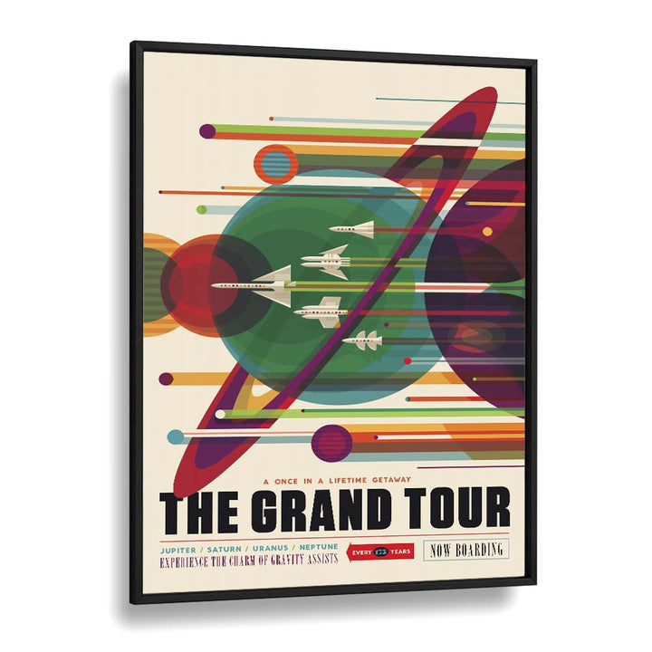 The Grand Tour Astronaut & Nasa Paintings, Space Art Prints Artwork in Black Plain Frame
