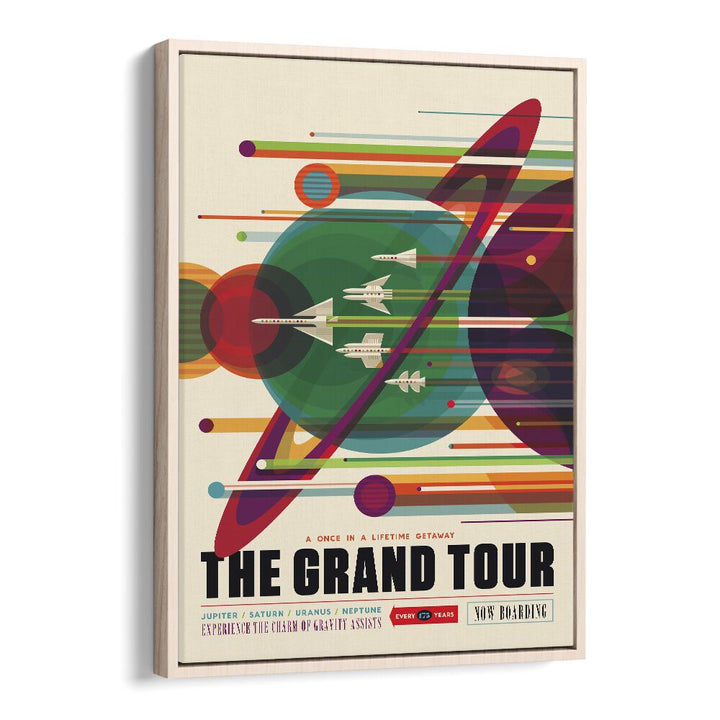 The Grand Tour Astronaut & Nasa Paintings, Space Art Prints Artwork in Oak Wood Floater Frame
