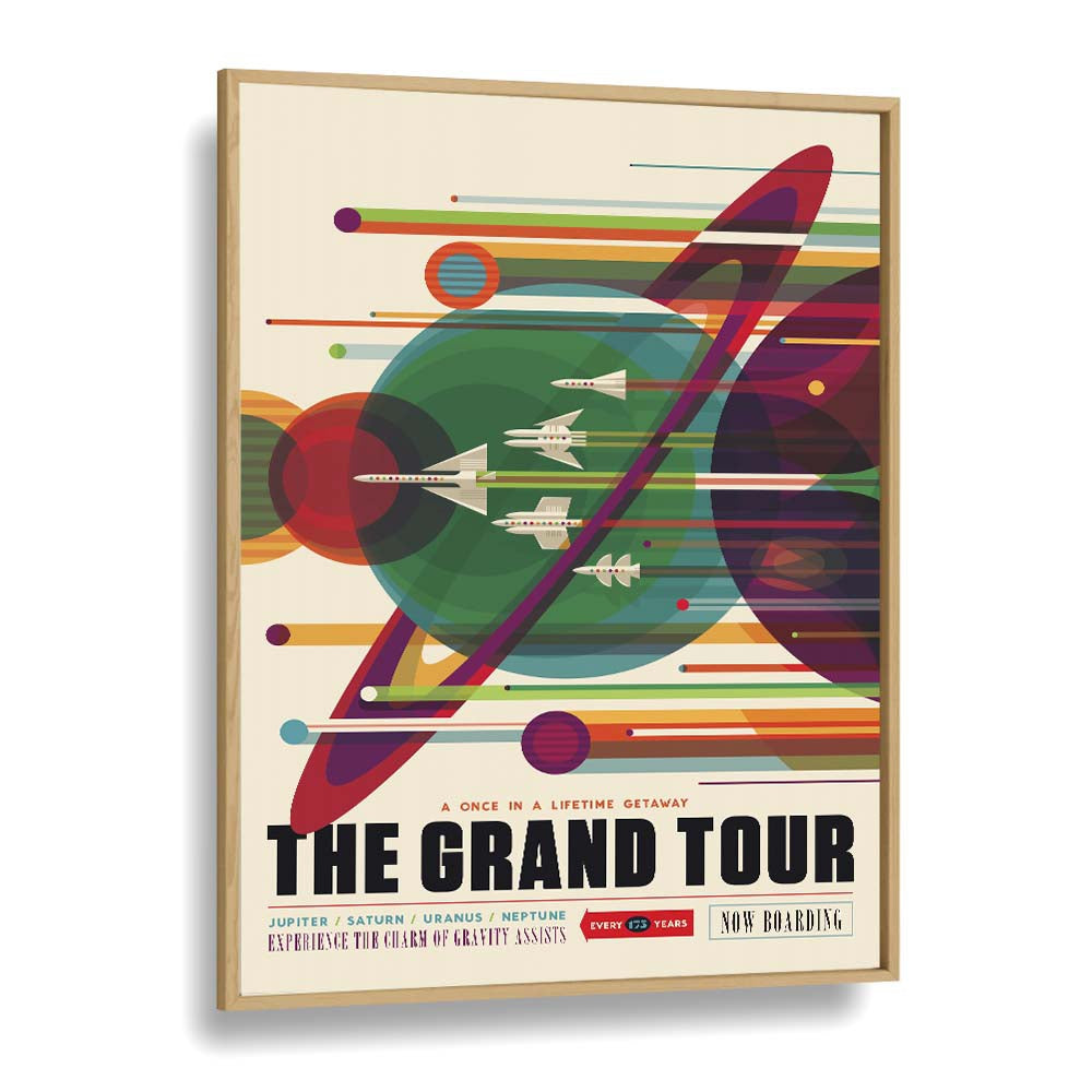 The Grand Tour Astronaut & Nasa Paintings, Space Art Prints Artwork in Oak Wood Plain Frame
