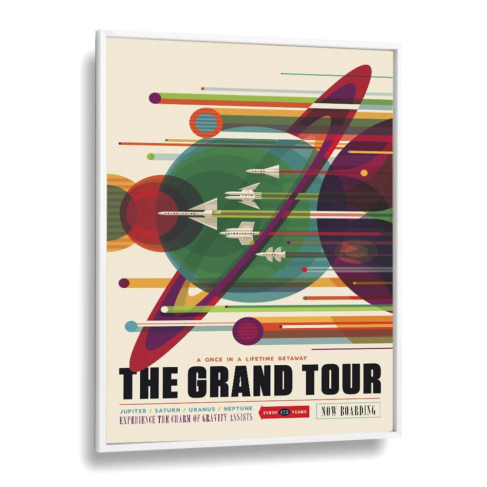 The Grand Tour Astronaut & Nasa Paintings, Space Art Prints Artwork in White Plain Frame
