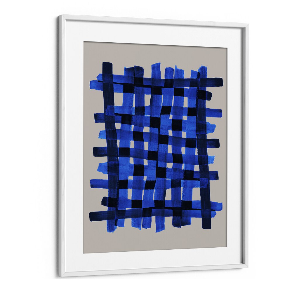 The Grid V By Mareike Bohmer Abstract Art Artwork in White Frame With Mount