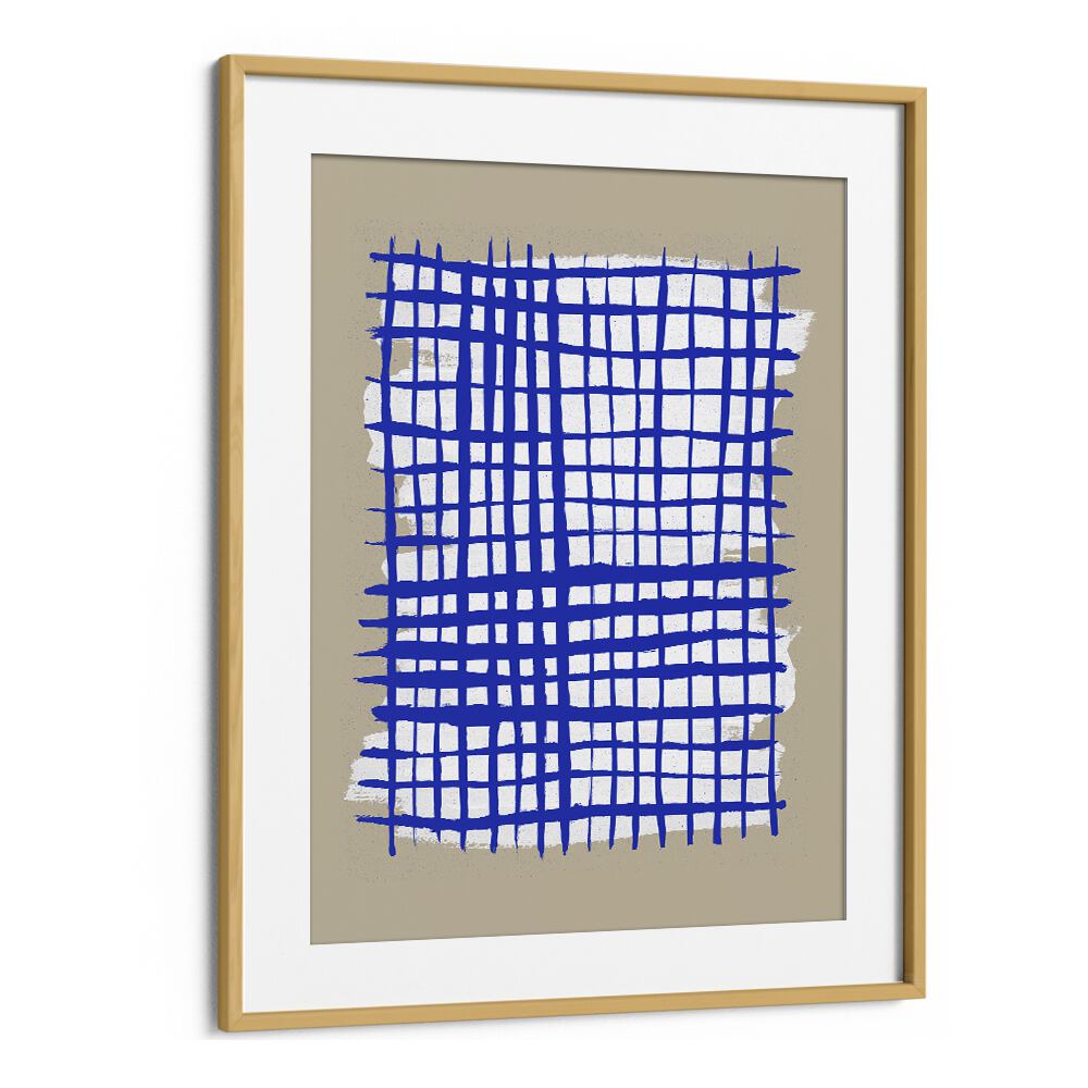 The Grid Viii By Mareike Bohmer Abstract Art Artwork in Oak Wood Frame With Mount
