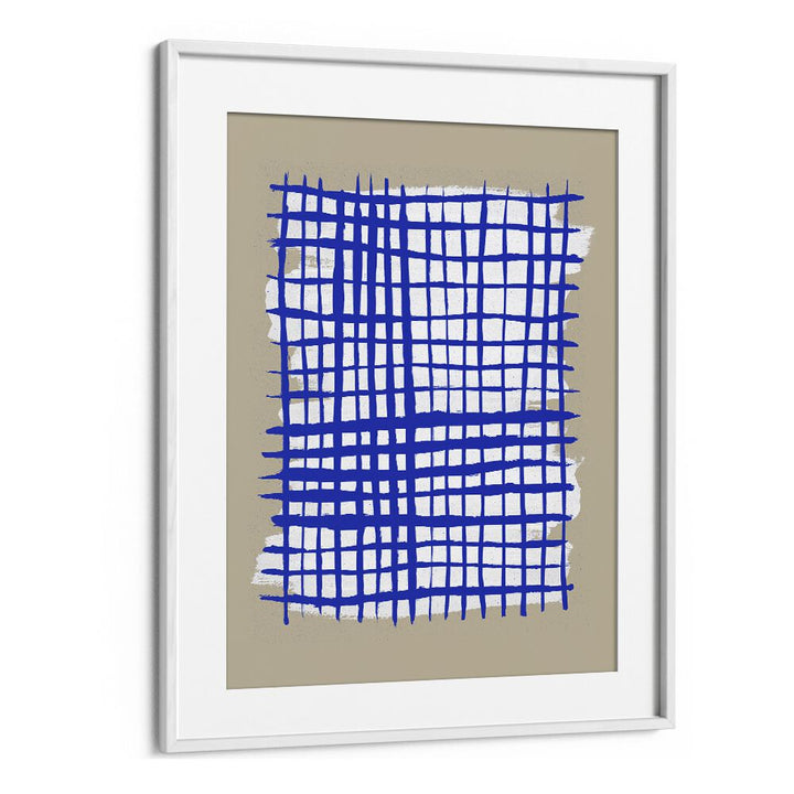 The Grid Viii By Mareike Bohmer Abstract Art Artwork in White Frame With Mount