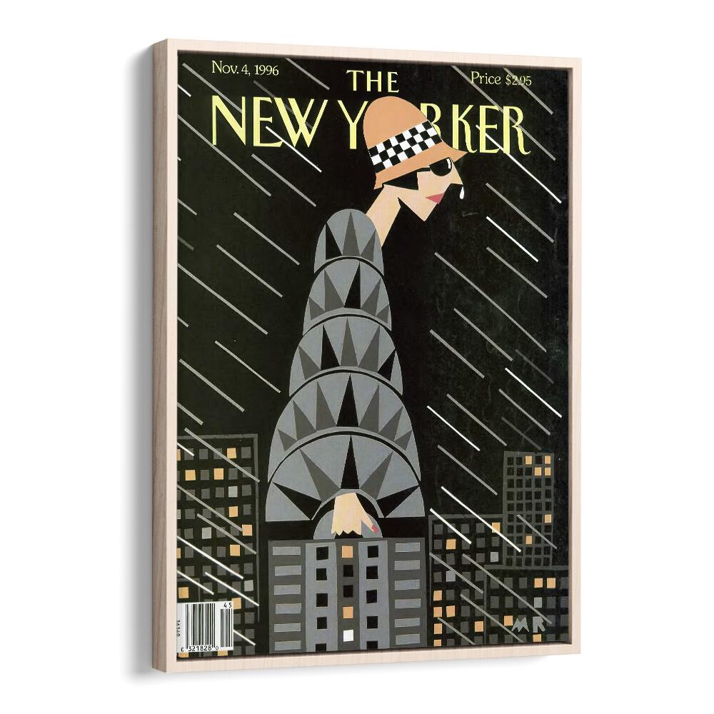 The Height Of Fashion By Michael Roberts - New Yorker Magazine  Nov 4 1996 Artwork in Oak Wood Floater Frame