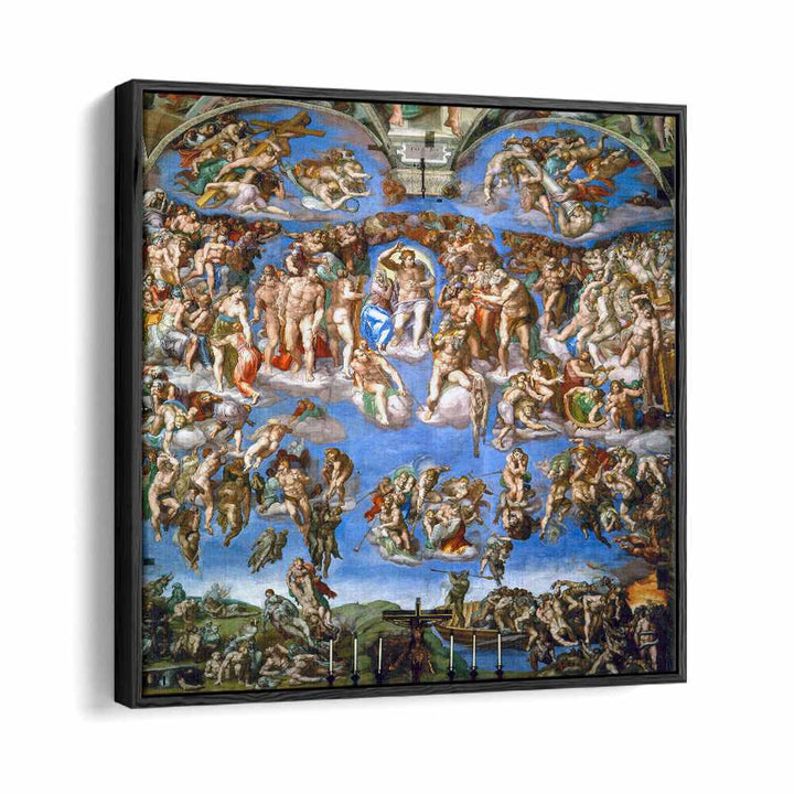 The Last Judgment (1536-1541) Michelangelo Buonarroti art painting Artwork in Black Floater Frame