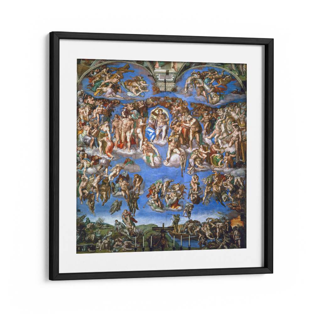 The Last Judgment (1536-1541) Michelangelo Buonarroti art painting Artwork in Black Frame With Mount