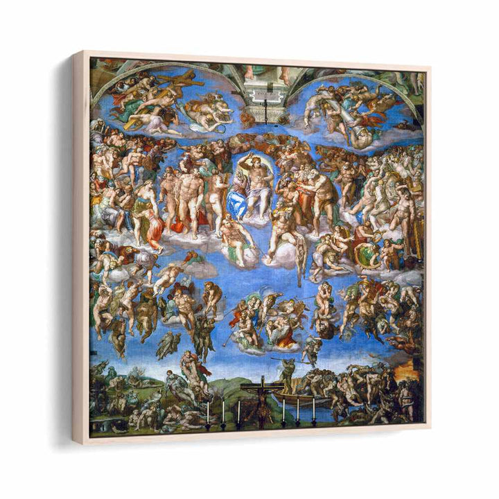 The Last Judgment (1536-1541) Michelangelo Buonarroti art painting Artwork in Oak Wood Floater Frame