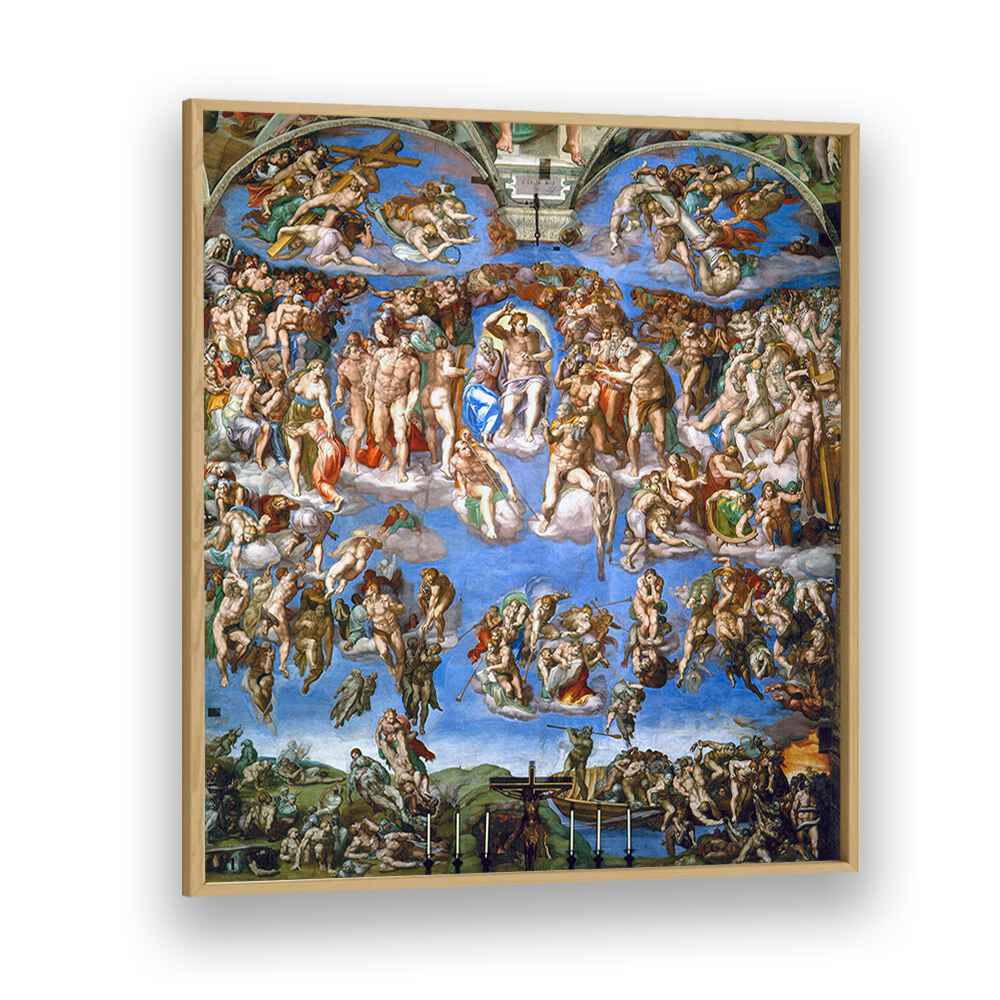 The Last Judgment (1536-1541) Michelangelo Buonarroti art painting Artwork in Oak Wood Plain Frame