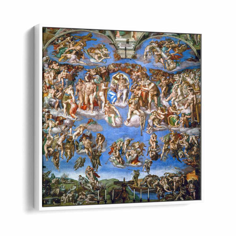 The Last Judgment (1536-1541) Michelangelo Buonarroti art painting Artwork in White Floater Frame