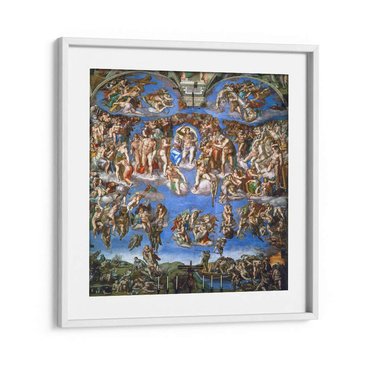 The Last Judgment (1536-1541) Michelangelo Buonarroti art painting Artwork in White frame With Mount