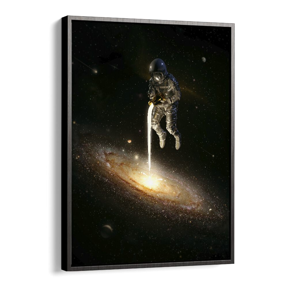 The Milky Way By Francis Minoza Astronaut & Nasa Paintings, Space Art Prints Artwork in Black Floater Frame
