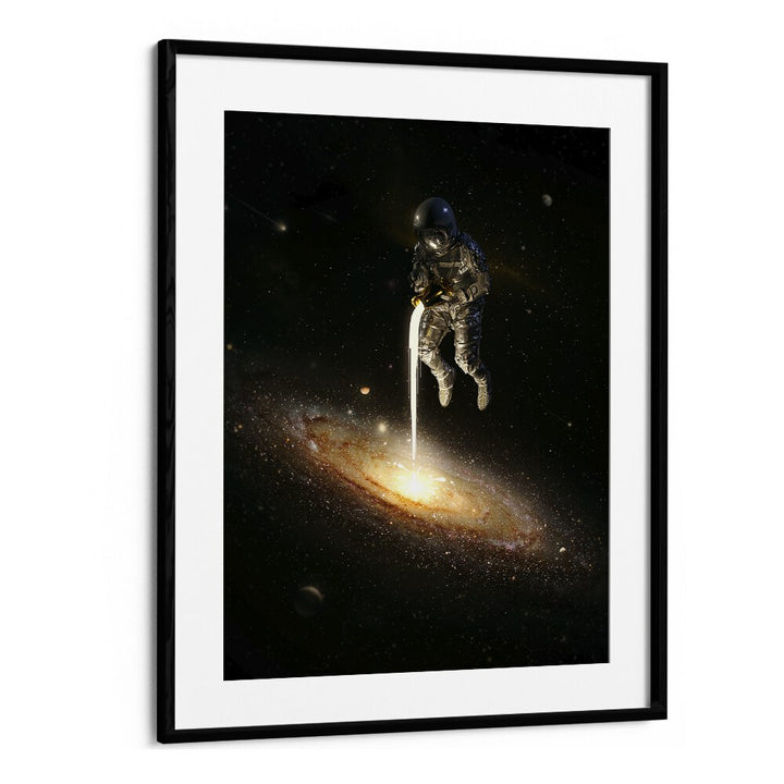 The Milky Way By Francis Minoza Astronaut & Nasa Paintings, Space Art Prints Artwork in Black Frame With Mount
