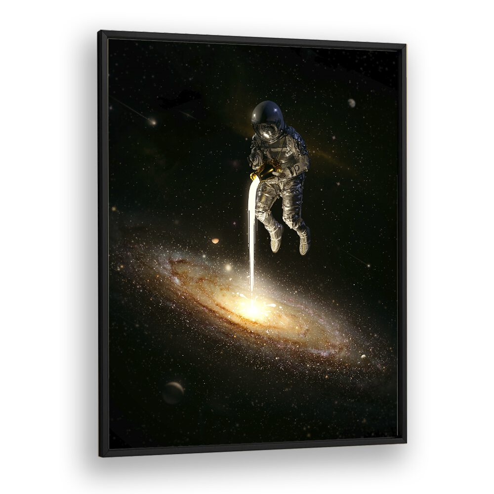 The Milky Way By Francis Minoza Astronaut & Nasa Paintings, Space Art Prints Artwork in Black Plain Frame
