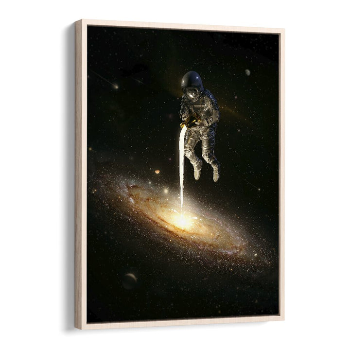 The Milky Way By Francis Minoza Astronaut & Nasa Paintings, Space Art Prints Artwork in Oak Wood Floater Frame
