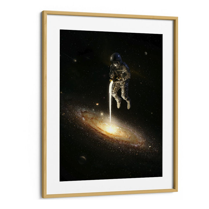 The Milky Way By Francis Minoza Astronaut & Nasa Paintings, Space Art Prints Artwork in Oak Wood Frame With Mount
