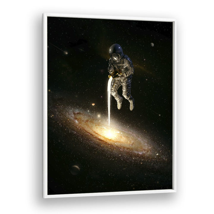 The Milky Way By Francis Minoza Astronaut & Nasa Paintings, Space Art Prints Artwork in White Plain Frame
