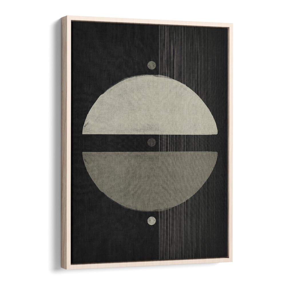 The Neutral Symmetry Geometric Art Artwork in Oak Wood Floater Frame