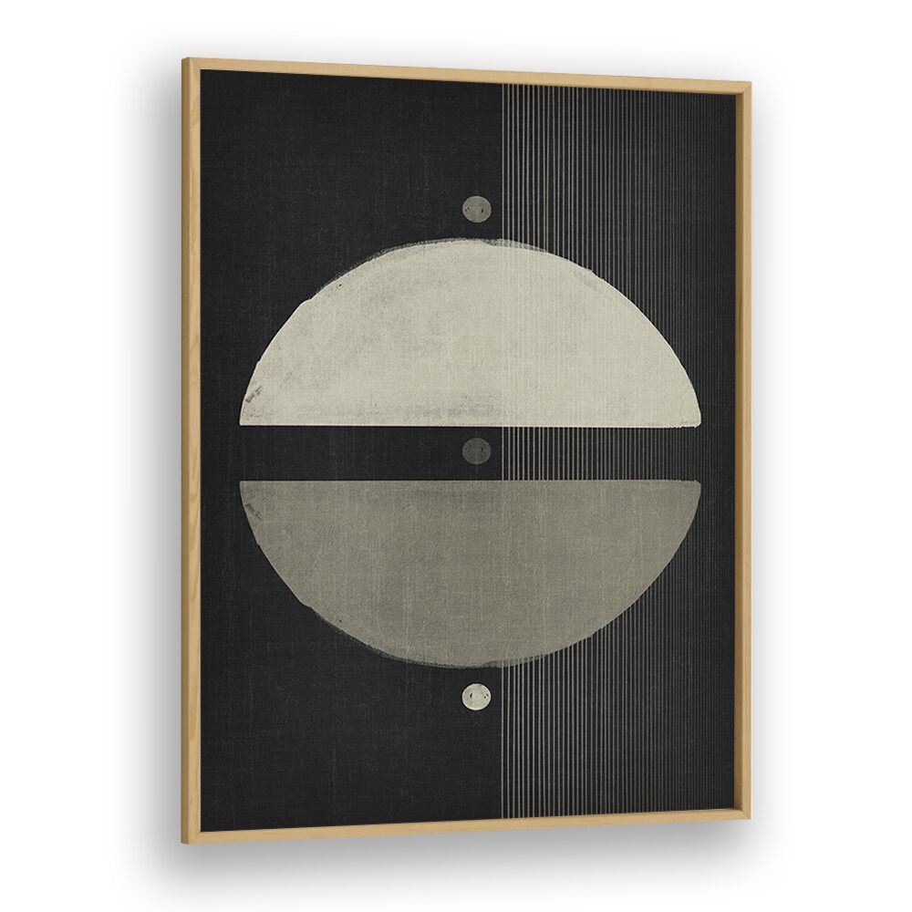 The Neutral Symmetry Geometric Art Artwork in Oak Wood Plain Frame