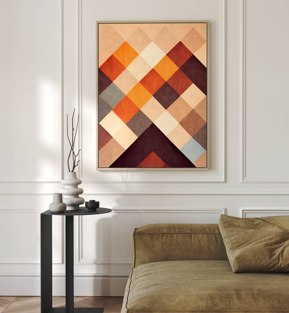 The Pyramid Geometric Art Artwork Placed on a wall In A Living Room 