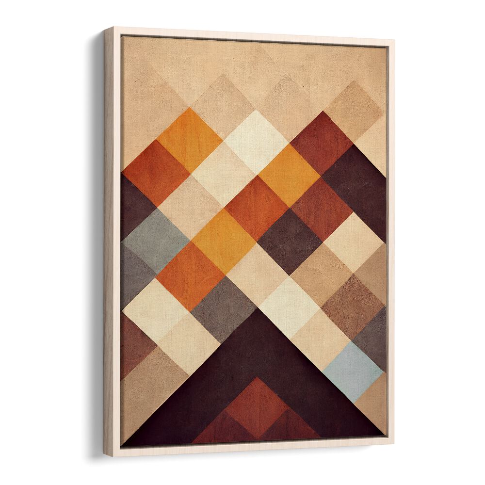 The Pyramid Geometric Art Artwork in Oak Wood Floater Frame