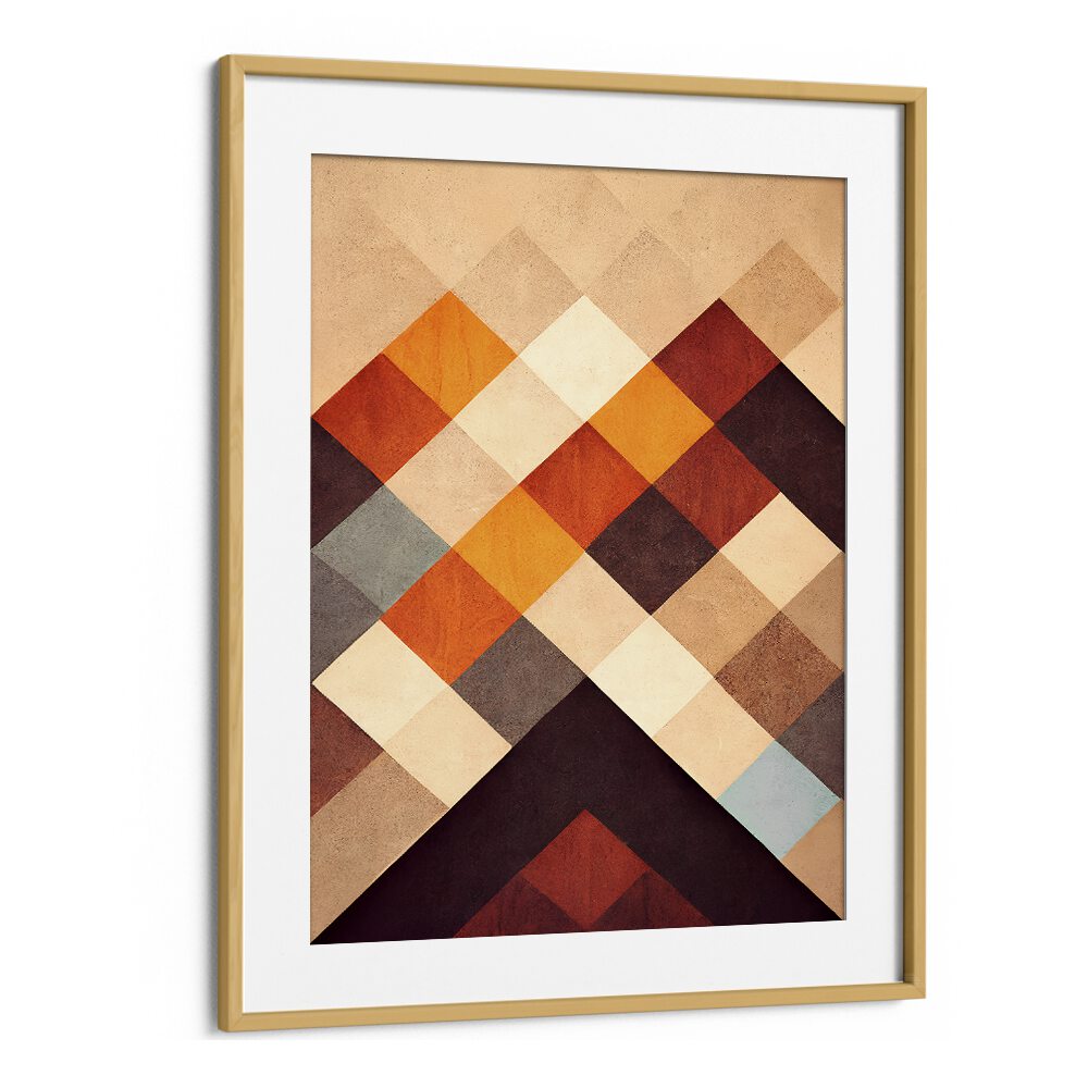 The Pyramid Geometric Art Artwork in Oak Wood Frame With Mount