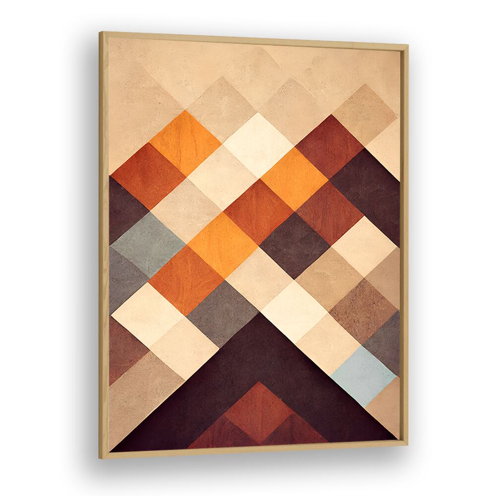 The Pyramid Geometric Art Artwork in Oak Wood Plain Frame