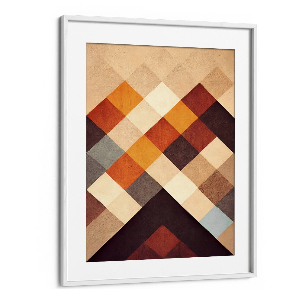 The Pyramid Geometric Art Artwork in White Frame With Mount