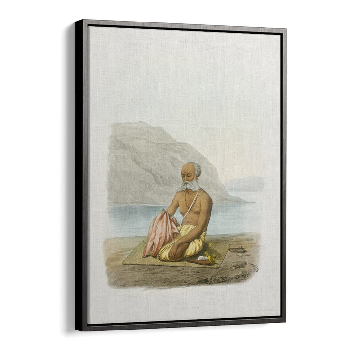 The Secret Prayer Indian art painting Artwork in Black Floater Frame