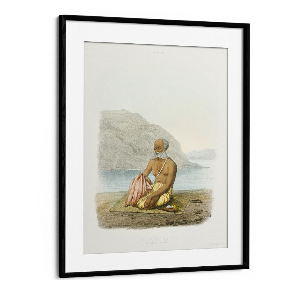 The Secret Prayer Indian art painting Artwork in Black Frame With Mount