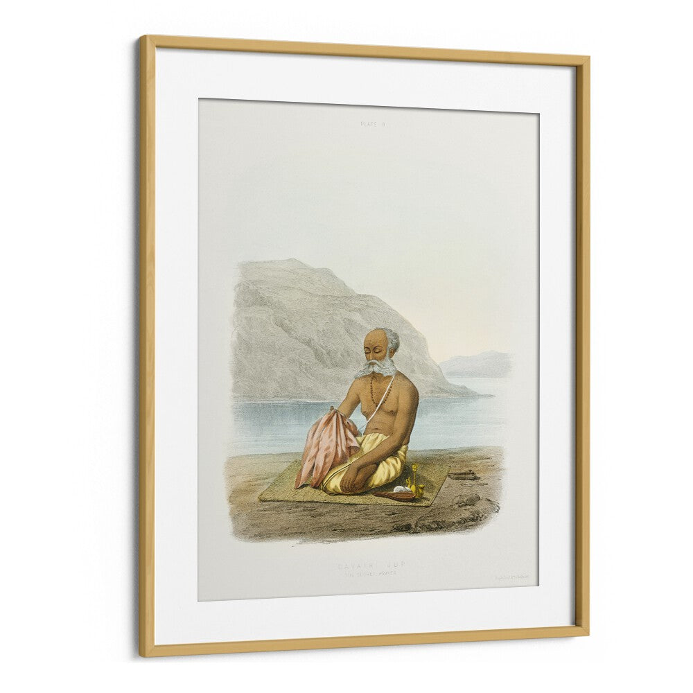 The Secret Prayer Indian art painting Artwork in Oak Wood Frame With Mount