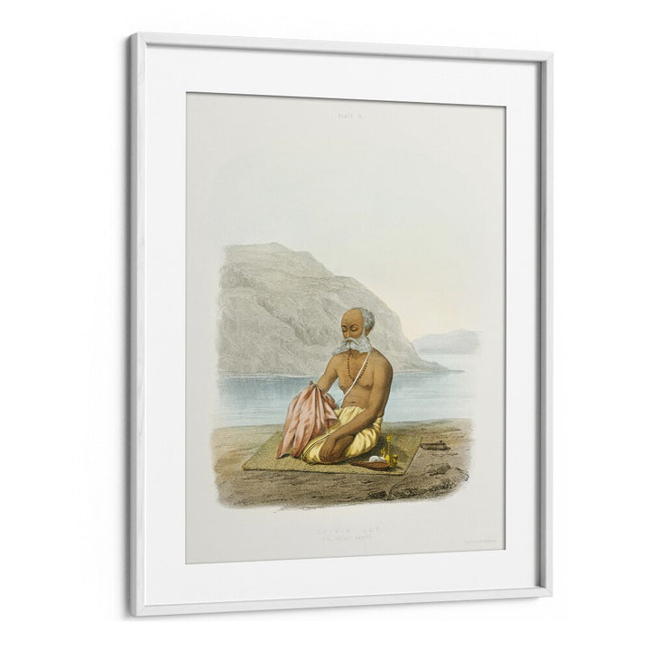 The Secret Prayer Indian art painting Artwork in White frame With Mount