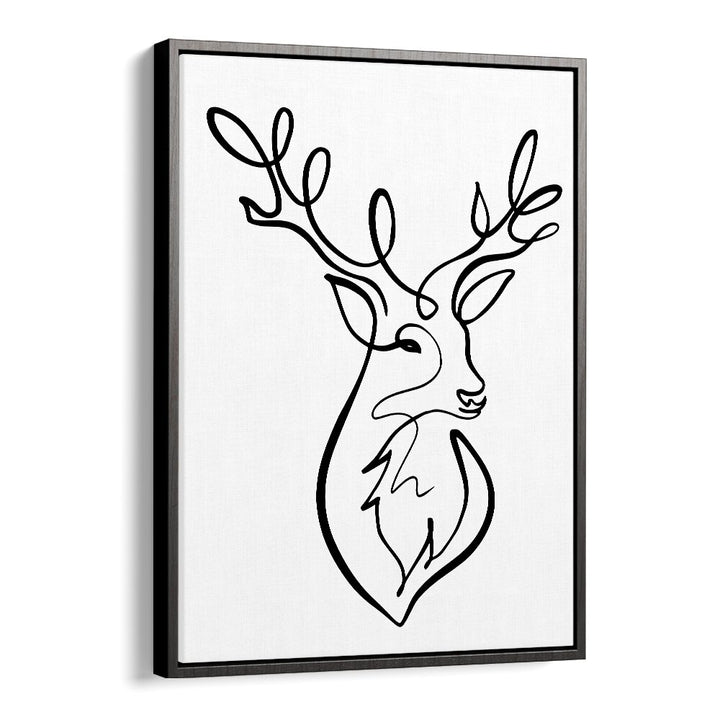 The Stag Line Art Artwork in Black Floater Frame