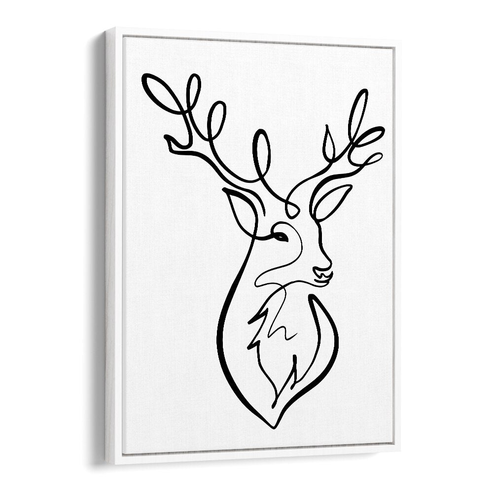 The Stag Line Art Artwork in White Floater Frame