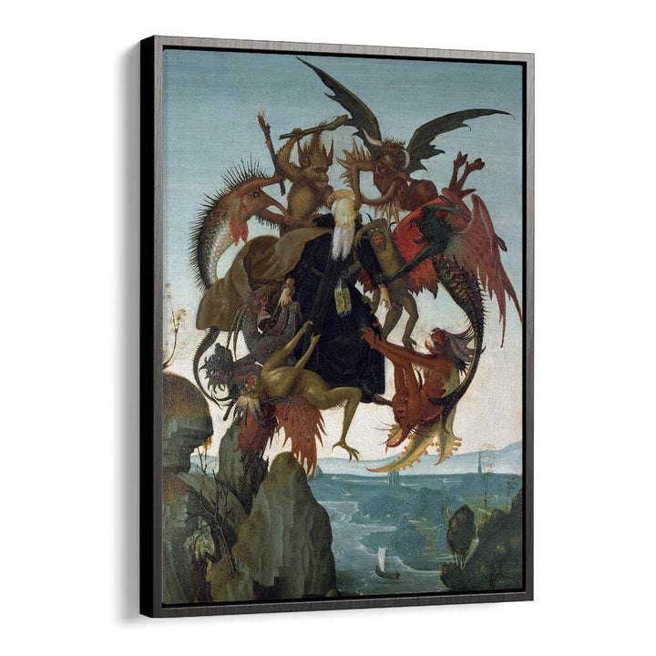 The Torment Of Saint Anthony (Ca. 1487-1488) Michelangelo Buonarroti art painting Artwork in Black Floater Frame