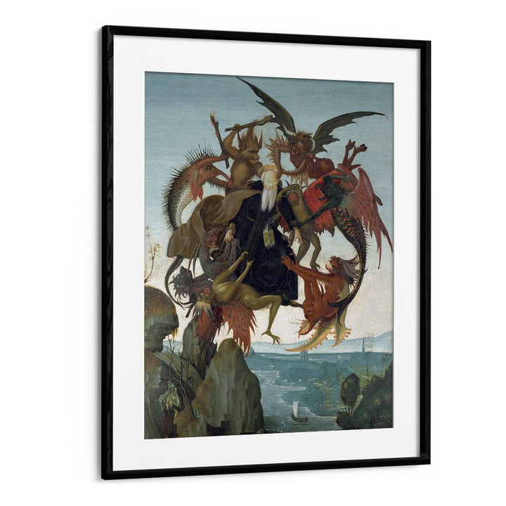 The Torment Of Saint Anthony (Ca. 1487-1488) Michelangelo Buonarroti art painting Artwork in Black Frame With Mount