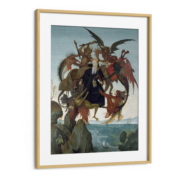 The Torment Of Saint Anthony (Ca. 1487-1488) Michelangelo Buonarroti art painting Artwork in Oak Wood Frame With Mount