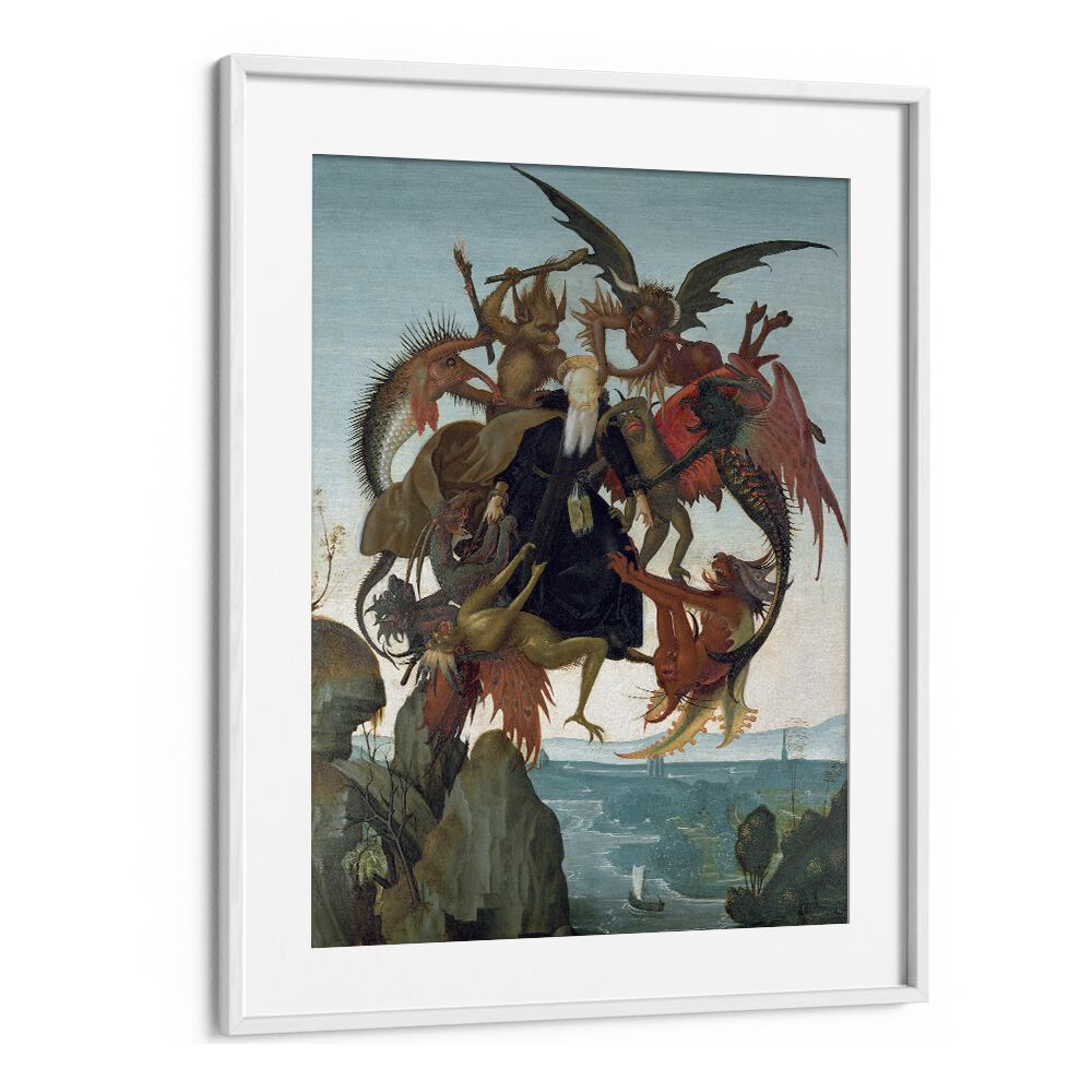 The Torment Of Saint Anthony (Ca. 1487-1488) Michelangelo Buonarroti art painting Artwork in White frame With Mount