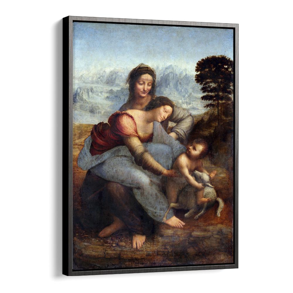 The Virgin And The Childern With The Saint Leonardo Da Vinci art painting Artwork in Black Floater Frame