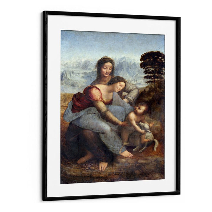 The Virgin And The Childern With The Saint Leonardo Da Vinci art painting Artwork in Black Frame With Mount