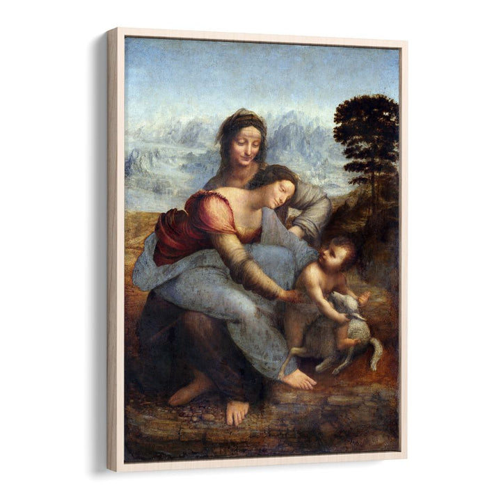 The Virgin And The Childern With The Saint Leonardo Da Vinci art painting Artwork in Oak Wood Floater Frame