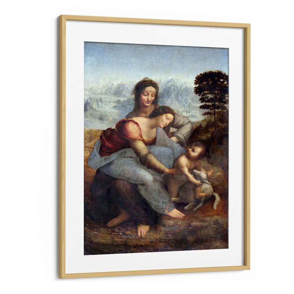 The Virgin And The Childern With The Saint Leonardo Da Vinci art painting Artwork in Oak Wood Frame With Mount