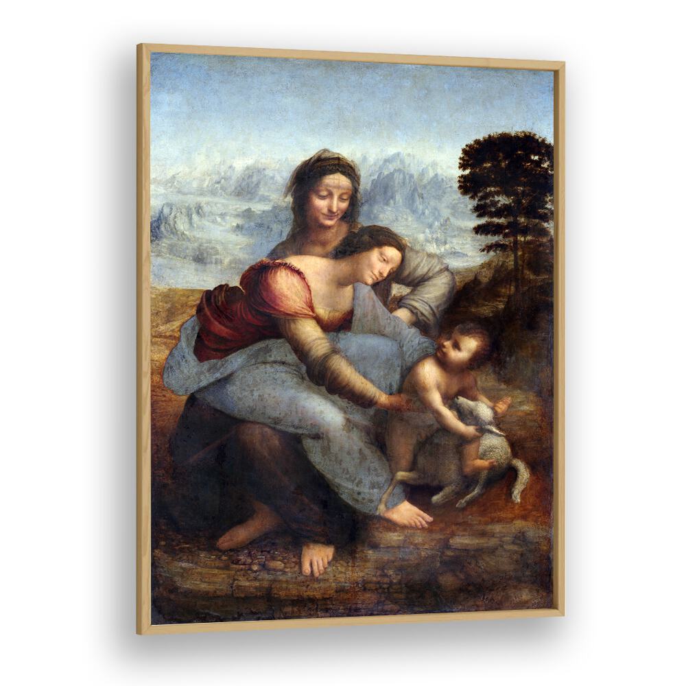 The Virgin And The Childern With The Saint Leonardo Da Vinci art painting Artwork in Oak Wood Plain Frame