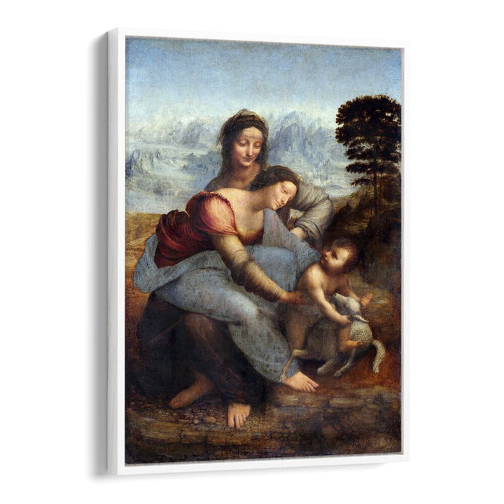 The Virgin And The Childern With The Saint Leonardo Da Vinci art painting Artwork in White Floater Frame